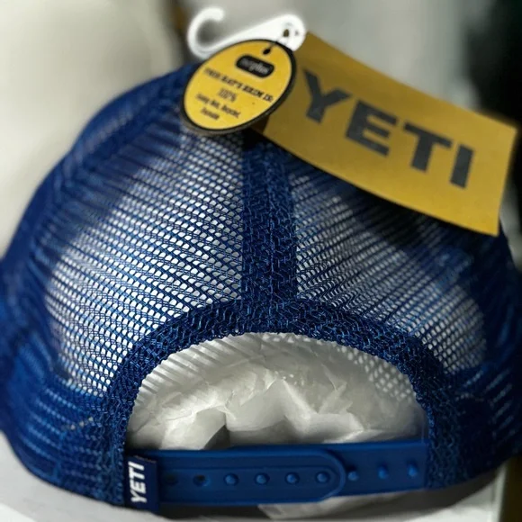 NEW Yeti American Logo Badge Trucker Hat mesh Cap Red White Blue Men's NWT - Picture 3 of 6